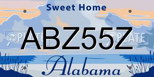 ABZ55Z Alabama License Plate