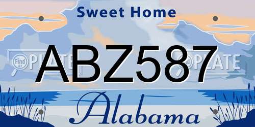 ABZ587 Alabama License Plate