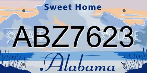 ABZ7623 Alabama License Plate