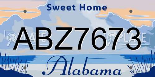 ABZ7673 Alabama License Plate