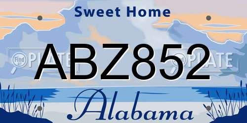 ABZ852 Alabama License Plate