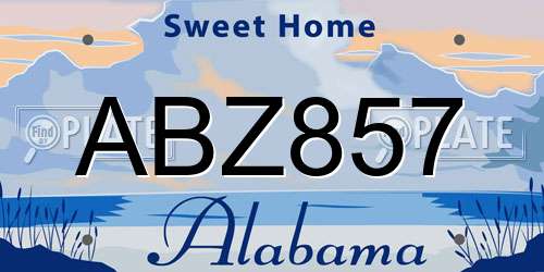 ABZ857 Alabama License Plate