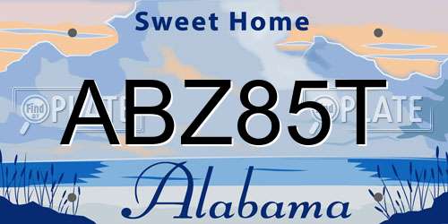 ABZ85T Alabama License Plate