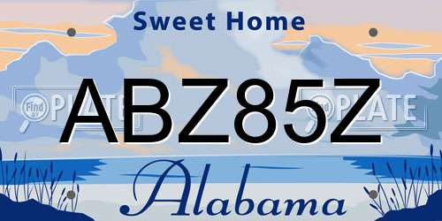 ABZ85Z Alabama License Plate
