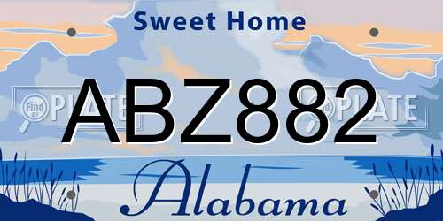 ABZ882 Alabama License Plate