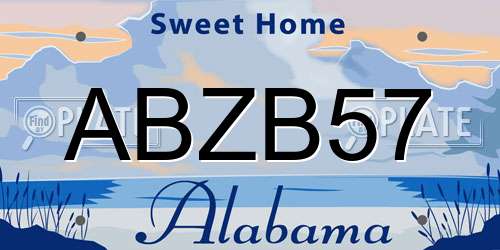 ABZB57 Alabama License Plate