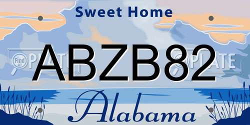 ABZB82 Alabama License Plate