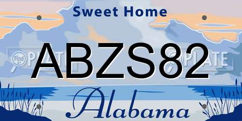 ABZS82 Alabama License Plate