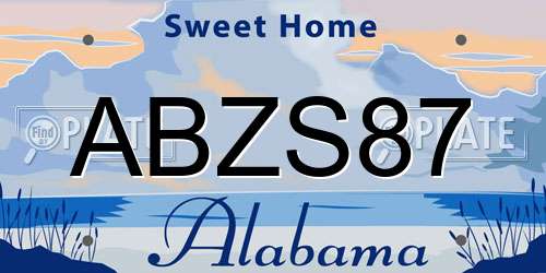 ABZS87 Alabama License Plate
