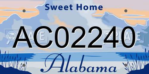 AC02240 Alabama License Plate