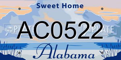 AC0522 Alabama License Plate
