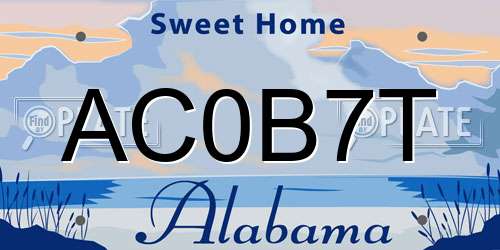 AC0B7T Alabama License Plate