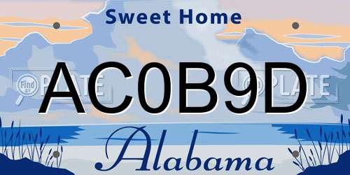 AC0B9D Alabama License Plate
