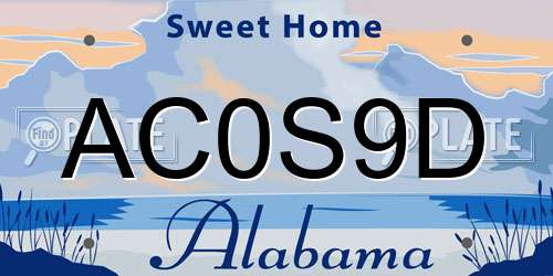 AC0S9D Alabama License Plate