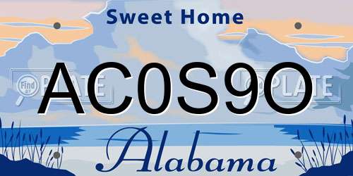 AC0S9O Alabama License Plate