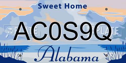 AC0S9Q Alabama License Plate