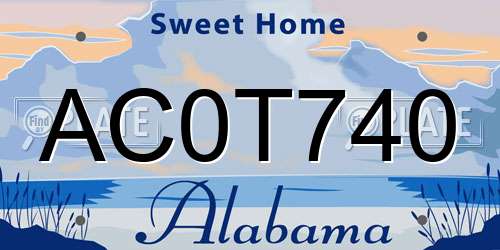 AC0T740 Alabama License Plate