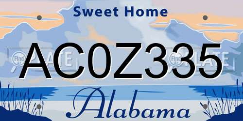 AC0Z335 Alabama License Plate