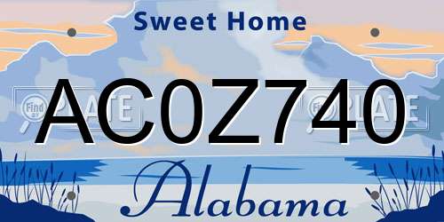 AC0Z740 Alabama License Plate