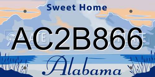 AC2B866 Alabama License Plate