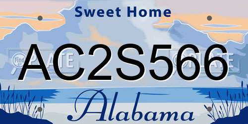 AC2S566 Alabama License Plate
