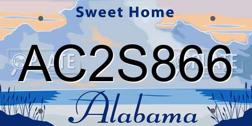 AC2S866 Alabama License Plate