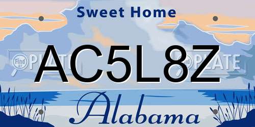 AC5L8Z Alabama License Plate