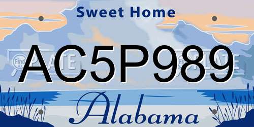 AC5P989 Alabama License Plate