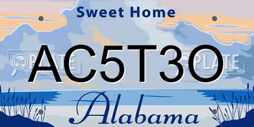 AC5T3O Alabama License Plate