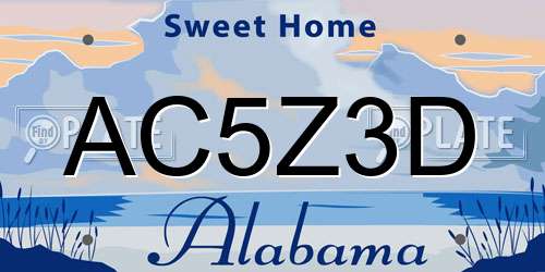 AC5Z3D Alabama License Plate