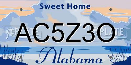 AC5Z3O Alabama License Plate