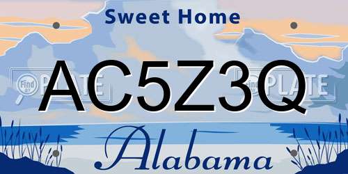 AC5Z3Q Alabama License Plate