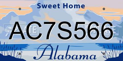 AC7S566 Alabama License Plate