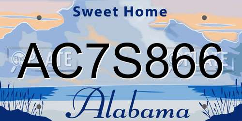 AC7S866 Alabama License Plate
