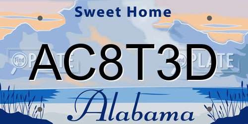 AC8T3D Alabama License Plate