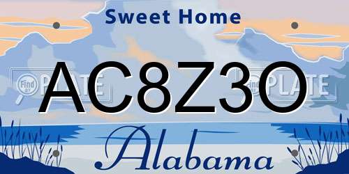 AC8Z3O Alabama License Plate