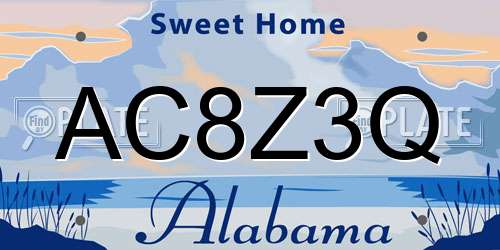 AC8Z3Q Alabama License Plate
