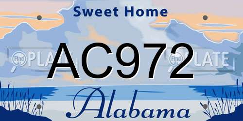 AC972 Alabama License Plate