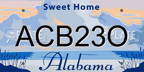 ACB23O Alabama License Plate