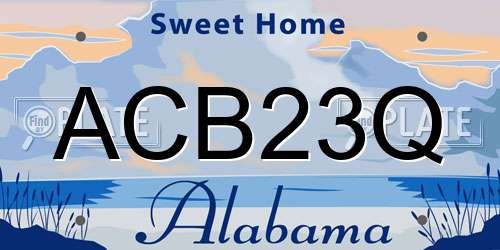 ACB23Q Alabama License Plate