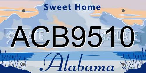 ACB9510 Alabama License Plate