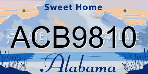 ACB9810 Alabama License Plate