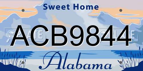 ACB9844 Alabama License Plate