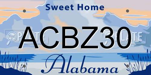 ACBZ30 Alabama License Plate