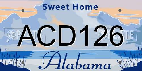 ACD126 Alabama License Plate