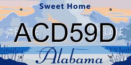 ACD59D Alabama License Plate