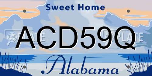 ACD59Q Alabama License Plate