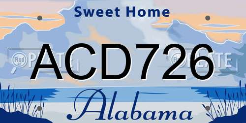 ACD726 Alabama License Plate