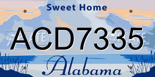 ACD7335 Alabama License Plate