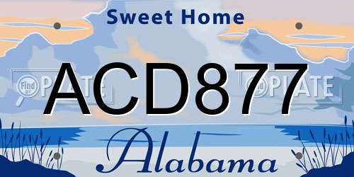 ACD877 Alabama License Plate
